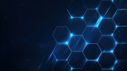 Poster - Abstract blue hexagonal pattern with glowing light effects, perfect for backgrounds or tech-related designs.