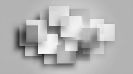 Poster - Abstract composition of overlapping shapes in shades of gray, perfect for backgrounds or modern design elements.