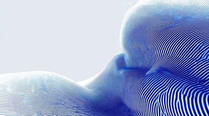 Poster - Abstract design featuring wavy lines in blue tones creating a modern and dynamic visual effect.
