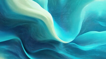 Poster - Abstract flowing waves in soothing blue tones create a serene and tranquil visual experience.