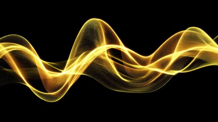 Poster - Abstract golden wave pattern creating a striking visual effect ideal for backgrounds and design projects.