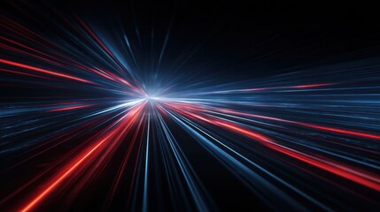 Poster - Abstract light trails in blue and red colors creating a futuristic and dynamic background effect.
