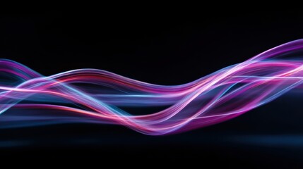 Poster - Abstract light trails in pink and blue colors creating a dynamic and vibrant visual effect on a dark background.
