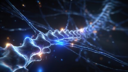 Poster - Abstract representation of a neural network with glowing connections and nodes, symbolizing advanced technology.