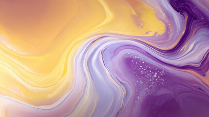 Poster - An abstract swirl of purple and yellow hues, creating a vibrant, fluid texture with a modern artistic flair.