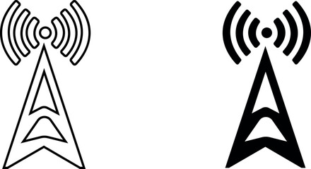 Poster - Wireless communication antenna icons for broadcast, internet, and mobile network signals concepts