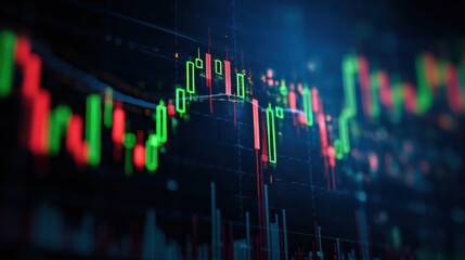 Poster - Dynamic and colorful stock market chart illustrating financial trends and trading data analysis.
