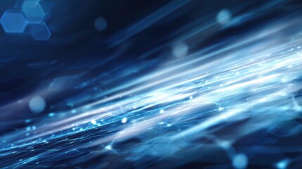 Poster - Dynamic blue light trails creating a modern and futuristic atmosphere, perfect for technology-themed projects.