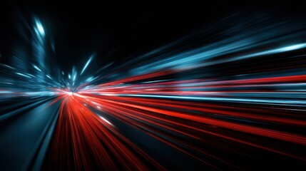 Poster - Dynamic light trails create a vibrant sense of speed and innovation in a futuristic urban environment.