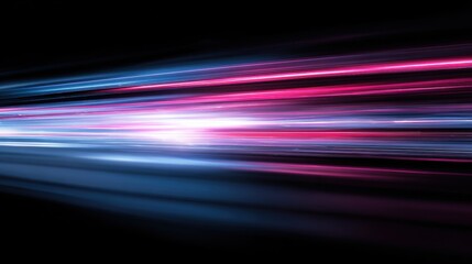 Poster - Dynamic light trails in vibrant pink and blue, creating a sense of motion and energy against a dark background.