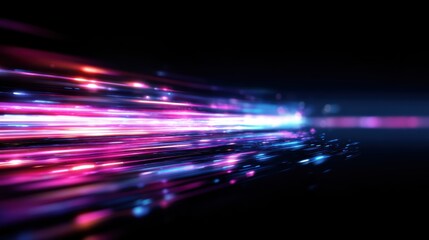 Poster - Dynamic light trails in vibrant colors creating a sense of speed and movement against a dark background.