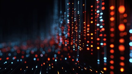 Poster - This abstract composition features vibrant lights representing data flow in a digital environment.