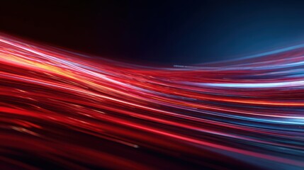 Poster - Vibrant abstract light trails in red and blue, symbolizing energy and movement in a digital age.