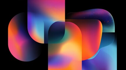 Poster - Vibrant abstract shapes blend in a colorful composition showcasing modern design and creativity.