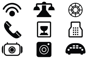 Aufkleber - Grid of Nine Different Telephone Icons in Various Styles and Colors