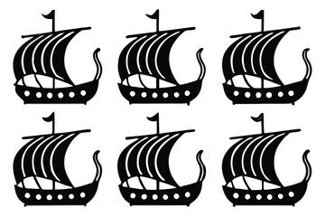 Aufkleber - Grid of Six Simple Black Silhouettes Vector Design with Basic Shapes