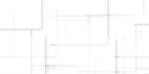 Fototapete - Modern Abstract white background design with layers of textured white transparent material in triangle and squares shapes. White color technology concept geometric line vector background.