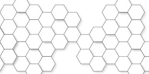 Fototapete - Background with hexagons. Abstract background with lines . white texture background. hexagon abstract background. Surface polygon pattern with glowing hexagon paper texture and futuristic business	
