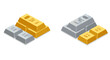 © Tokar Rostyslav - Isometric gold and silver bar stacks for financial and investment them