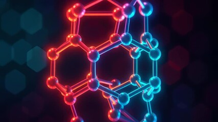 Poster - Colorful Abstract Molecular Structure with Futuristic Light Effects and Dark Background