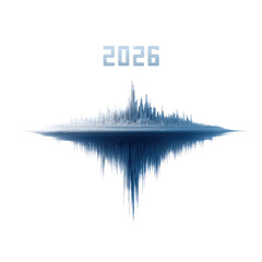 Poster - Futuristic Sound Wave Visualization for the Year 2026 with Unique Pattern and Style