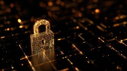 Poster - A digital padlock symbolizing online security and protection in a vibrant, tech-inspired world.