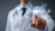 © CStock - A doctor interacts with digital health icons, representing modern medical technology and healthcare innovation.