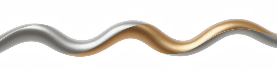 Poster - Sleek metallic wave design in silver and gold, showcasing elegance and modernity. Perfect for backgrounds or decorative elements