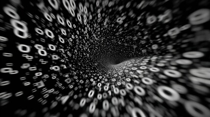 Poster - A mesmerizing swirl of binary digits creates a digital vortex representing modern technology and data flow.