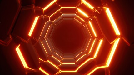 Poster - A mesmerizing tunnel of glowing orange light, creating a futuristic and abstract experience.