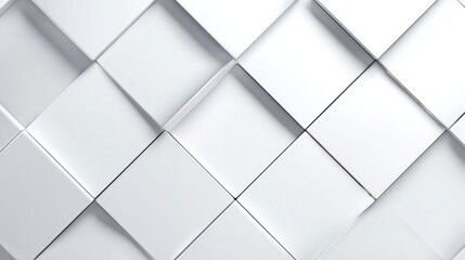 Poster - A seamless white textured pattern of geometric squares, perfect for backgrounds, design projects, and creative layouts.