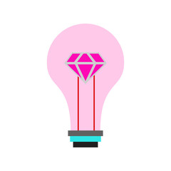 Poster - Pink light bulb with a sparkling diamond inside symbolizing a brilliant idea