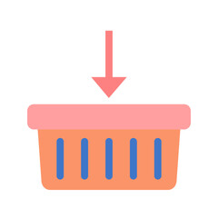 Poster - Shopping basket with downward arrow icon for adding items