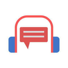 Poster - Headphones with a speech bubble icon representing communication and audio