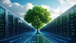 © Hersa - Server Room with a Tree: Data Center and Nature Merging Concept