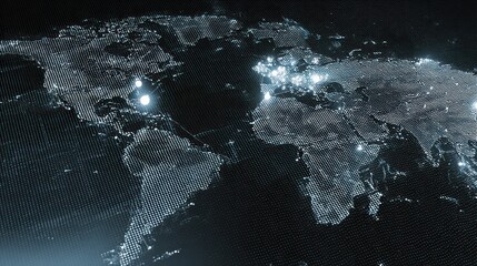 Poster - Global digital map illuminated world map technology
