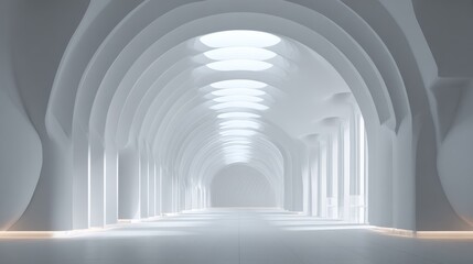 Poster - A spacious, modern interior with arched ceilings and natural light creating a serene and open atmosphere.