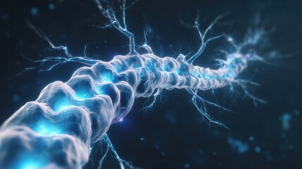 Poster - A stunning blue neural network graphic illustrating the complexity of synapses and brain activity.