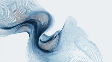 Poster - Abstract wave design in soft blue tones, illustrating fluid motion and elegance in modern art.