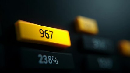 Leinwandbilder - Abstract dark geometric background with vibrant yellow accent featuring numbers and contrasting textures