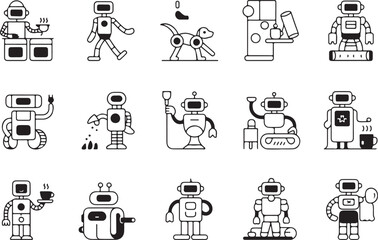 Fototapete - Modern robot head icon with a sleek minimalist silhouette design for technology and ai