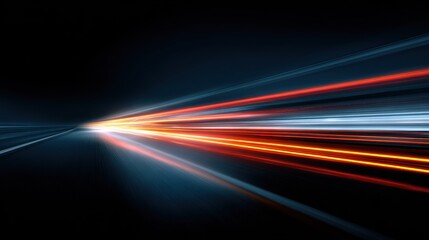 Poster - Dynamic light trails in dark space, illustrating speed and motion with vibrant colors, perfect for tech visuals.