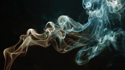Poster - Elegant wisps of smoke dance gracefully against a dark backdrop, creating captivating shapes and patterns.