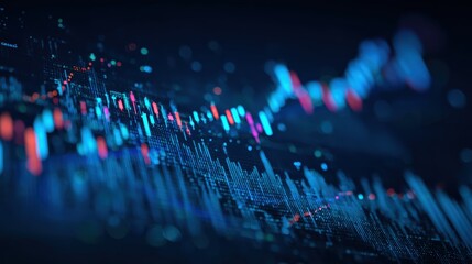 Poster - Futuristic data visualization showcasing colorful trend lines and graphs on a dark background, ideal for tech themes.