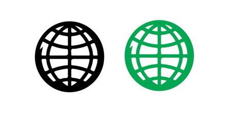 Poster - Two globe icons displayed side by side in black and green on a white background space