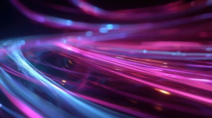 Poster - Vibrant light trails in pink and blue create a dynamic abstract pattern for digital backgrounds and art.