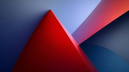Poster - Red triangular shape emerging from blue and purple background
