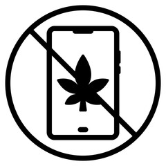 Poster - Restricted Black Phone with Leaf Inside Circle Symbol