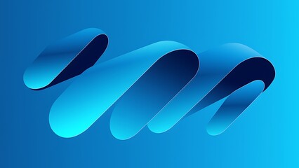 Wall Mural - Abstract blue ribbon design with gradient effect floating on a blue gradient background image art