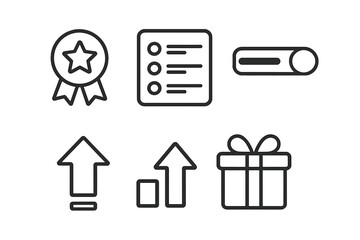 Poster - Icon set featuring awards, progress indicators, and a gift box in a minimalist design perfect for modern interfaces